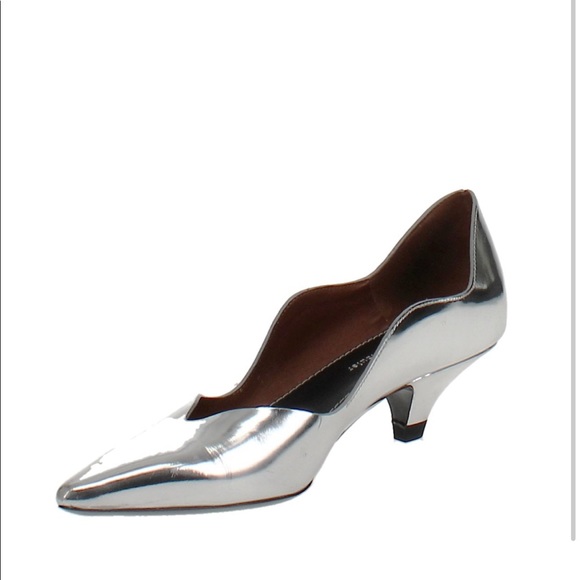 $595 NEW Proenza Schouler silver wave kitten heels 36.5 6 6.5 pointy almond toe - Picture 3 of 6